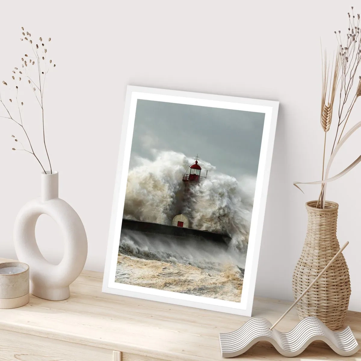 Pôster em moldura branca - A ira do oceano - 40x50 cm