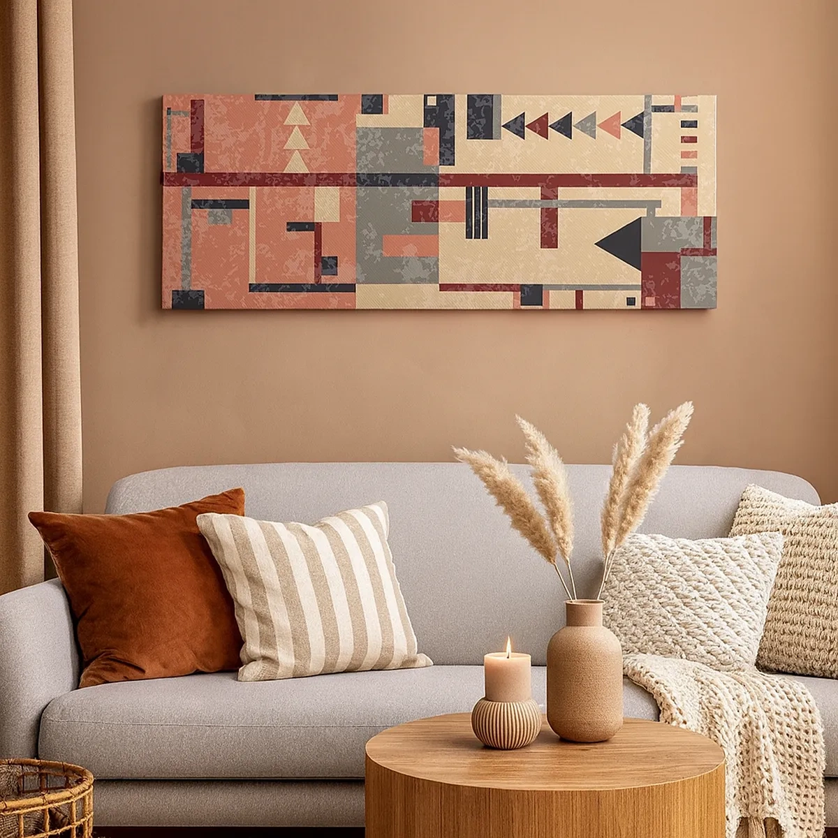 Quadro em tela - Combinação de verticais e horizontais - 30x30 cm