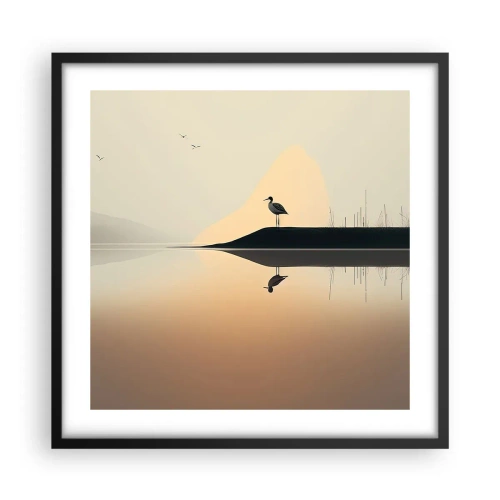 Pôster com moldura preta - Senhor no lago - 50x50 cm