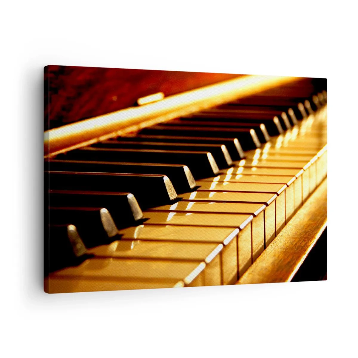 Quadro em tela - Teclado de piano em iluminação dourada - 70x50cm - Infinitas possibilidades - Decoração de parede moderna para a sala de estar e quarto ARTTOR