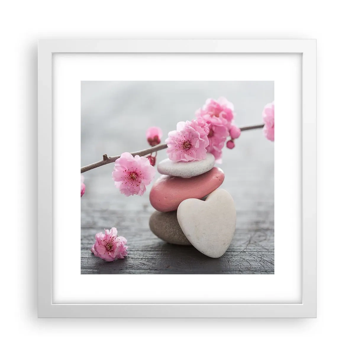 Pôster em moldura branca - Flor de cerejeira - 30x30 cm