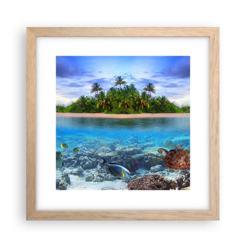 Pôster com moldura de carvalho claro - A Ilha Celestial lhe convida - 30x30 cm