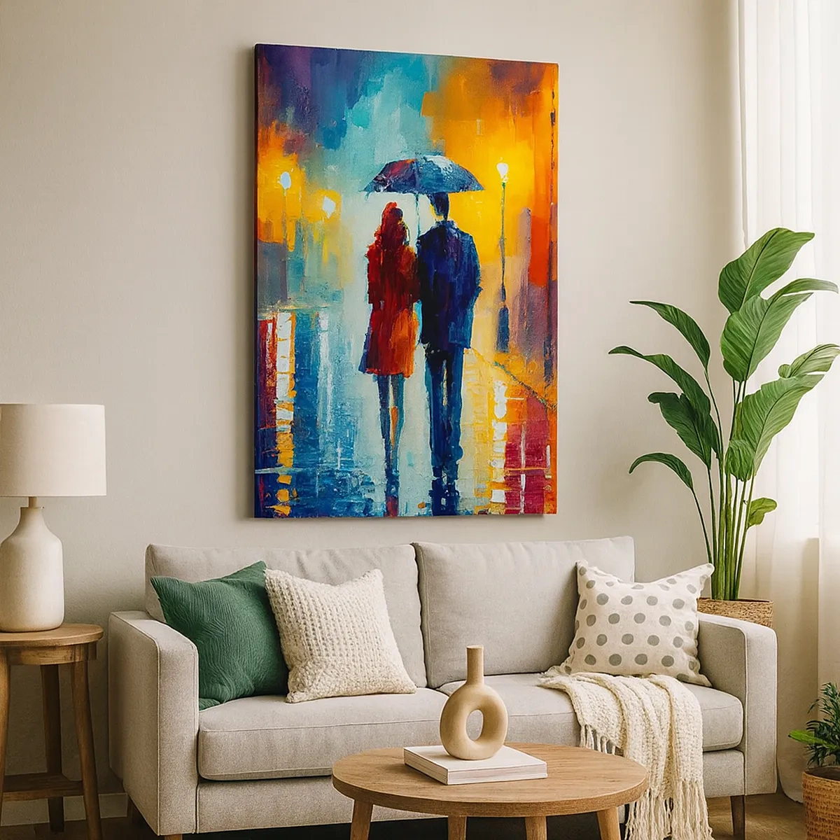 Quadro em tela - Juntos – uma noite colorida - 50x70 cm