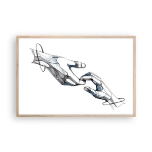 Pôster com moldura de carvalho claro - Um bom gesto - 91x61 cm