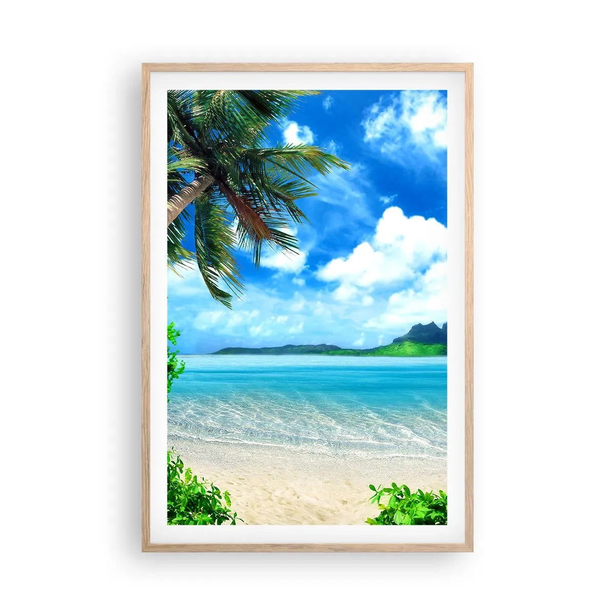 Pôster com moldura de carvalho claro - O azul dos trópicos - 61x91 cm