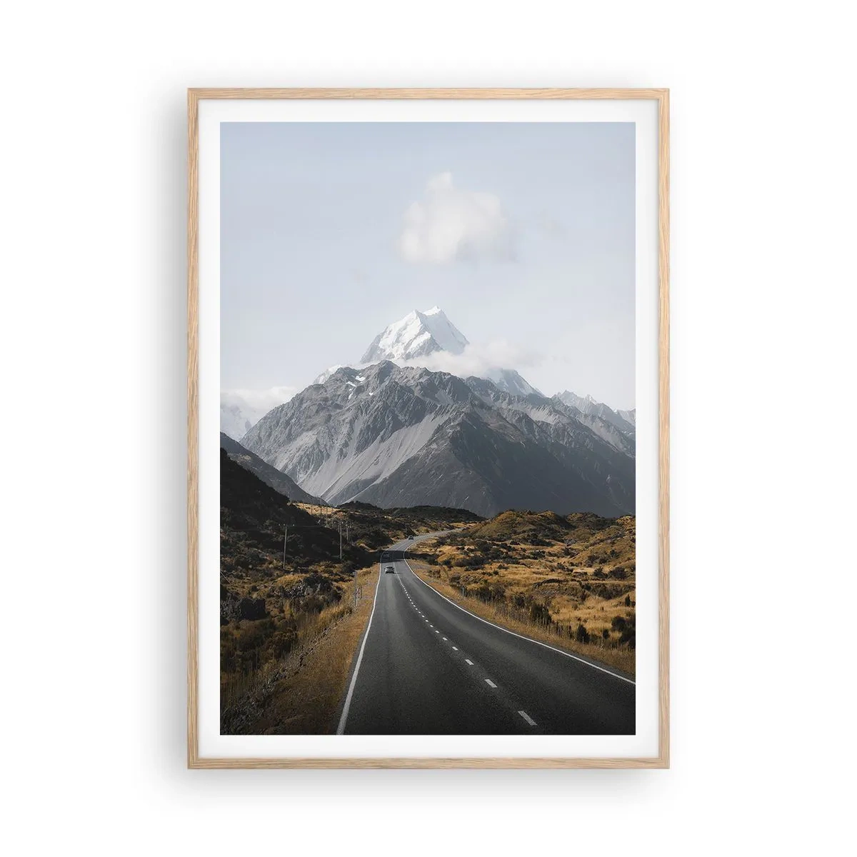 Pôster com moldura de carvalho claro - O caminho para o coração das montanhas - 70x100 cm