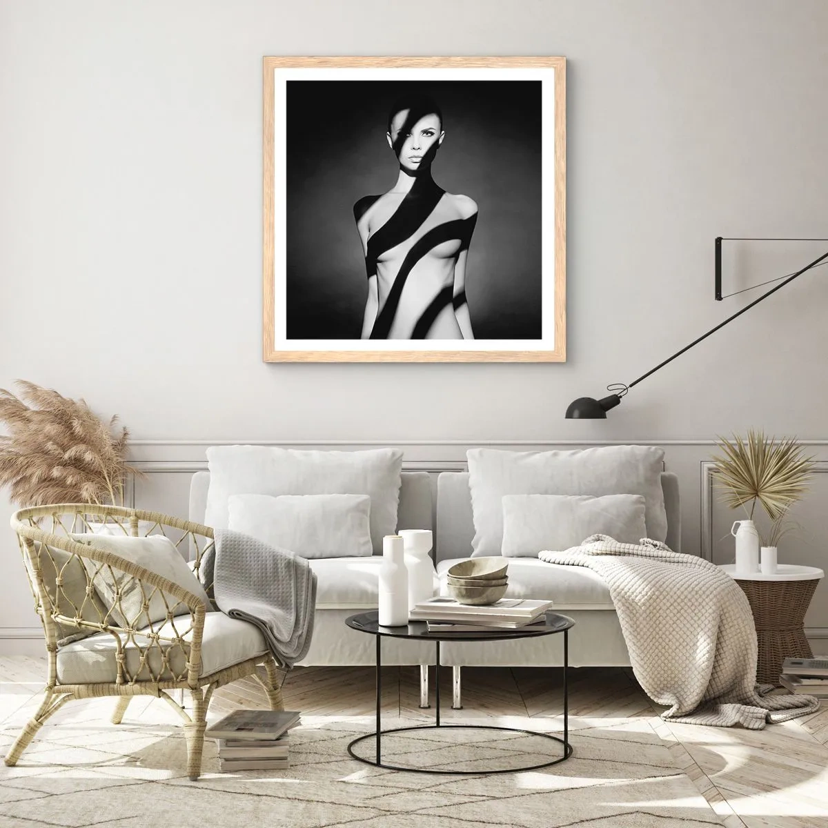 Pôster com moldura de carvalho claro - No brilho e na sombra - 60x60 cm