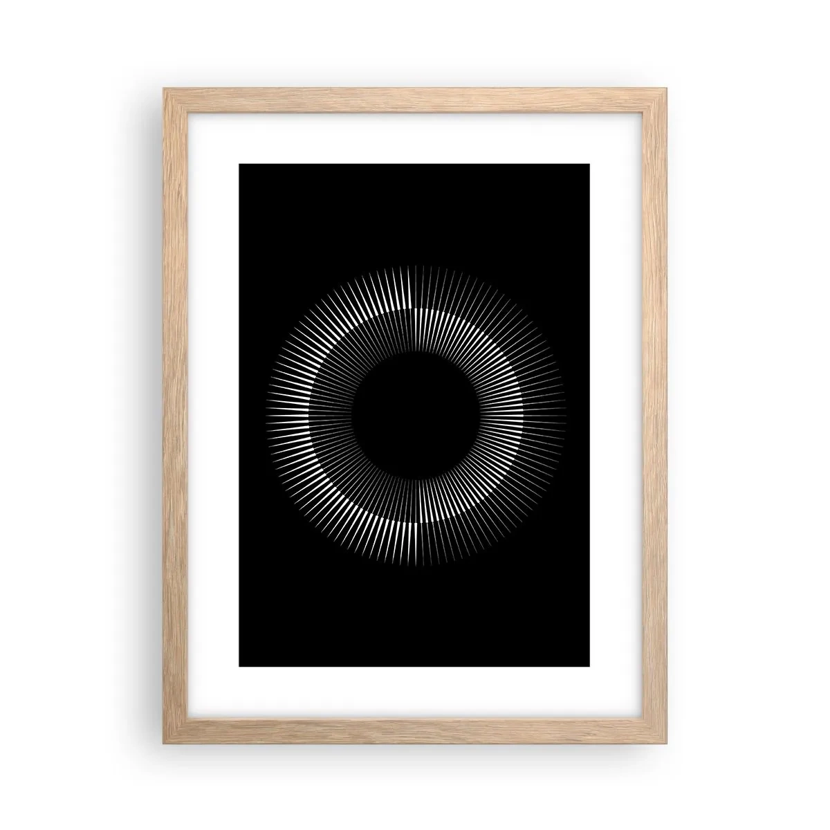 Pôster com moldura de carvalho claro - Sol preto - 30x40 cm