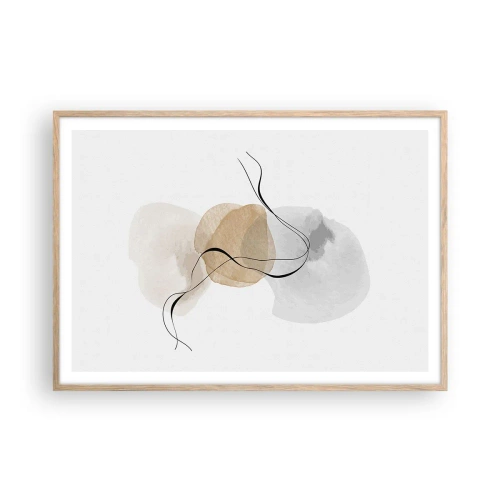 Pôster com moldura de carvalho claro - Contas ao vento - 100x70 cm