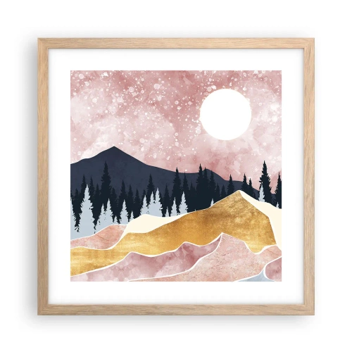 Pôster com moldura de carvalho claro - Ronda Noturna - 40x40 cm