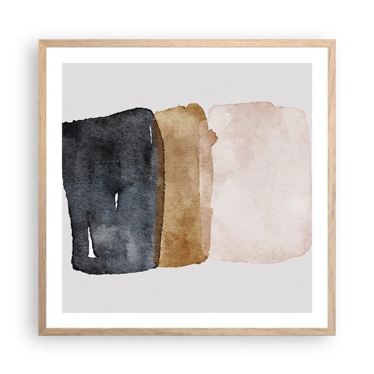Pôster com moldura de carvalho claro - Composição das cores da terra - 60x60 cm