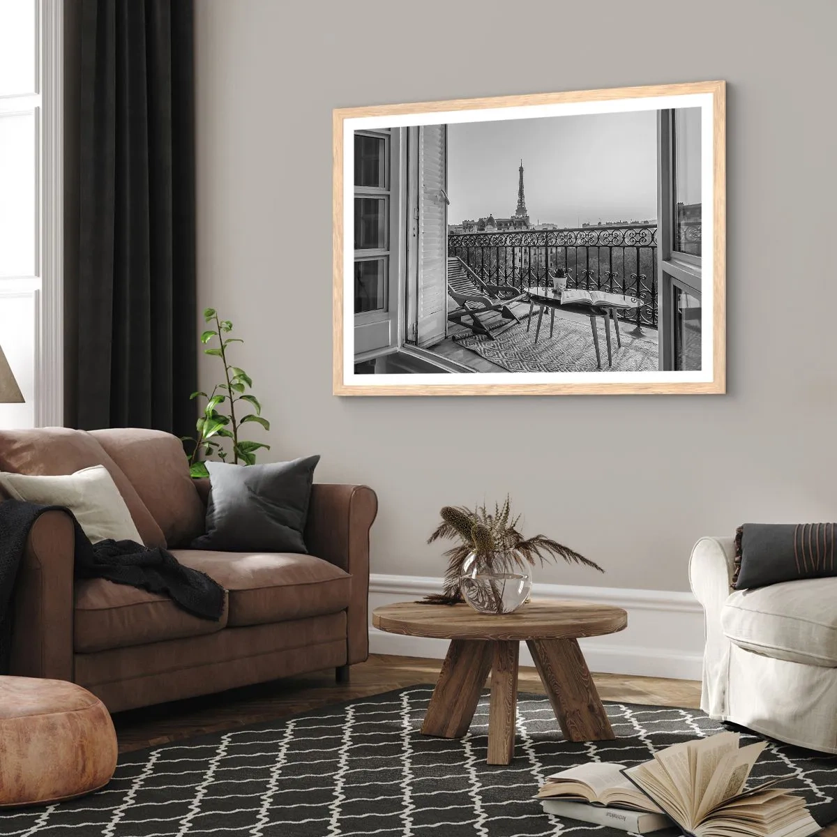 Pôster com moldura de carvalho claro - Tarde de Paris - 50x40 cm