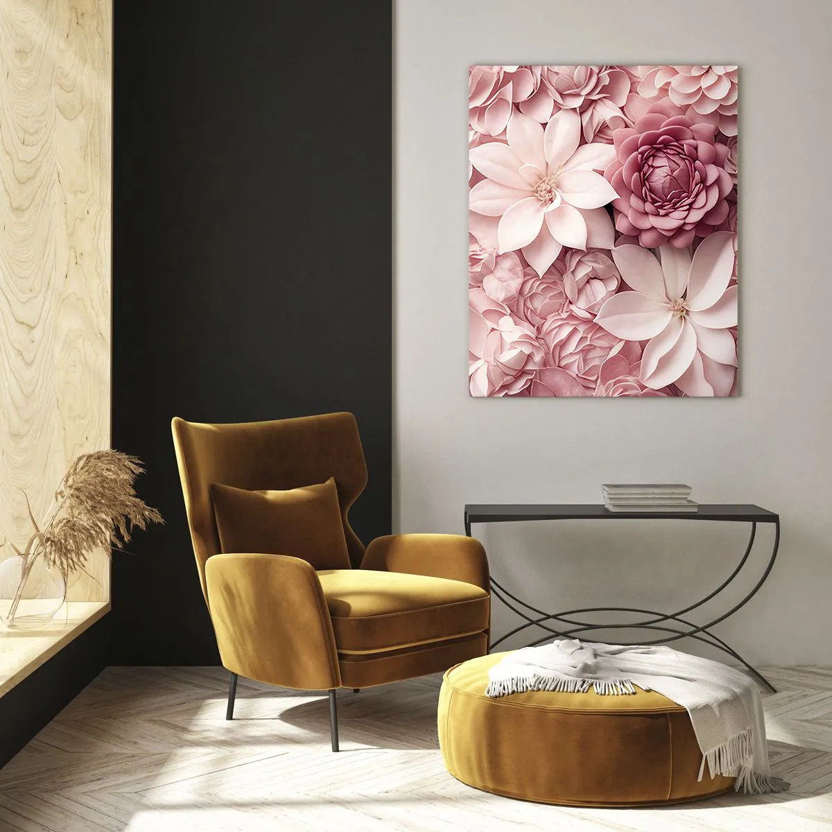 Quadro em vidro - Em pétalas rosa - 50x70 cm