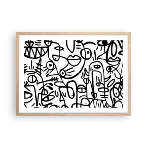 Pôster com moldura de carvalho claro - Rostos e miragens - 70x50 cm