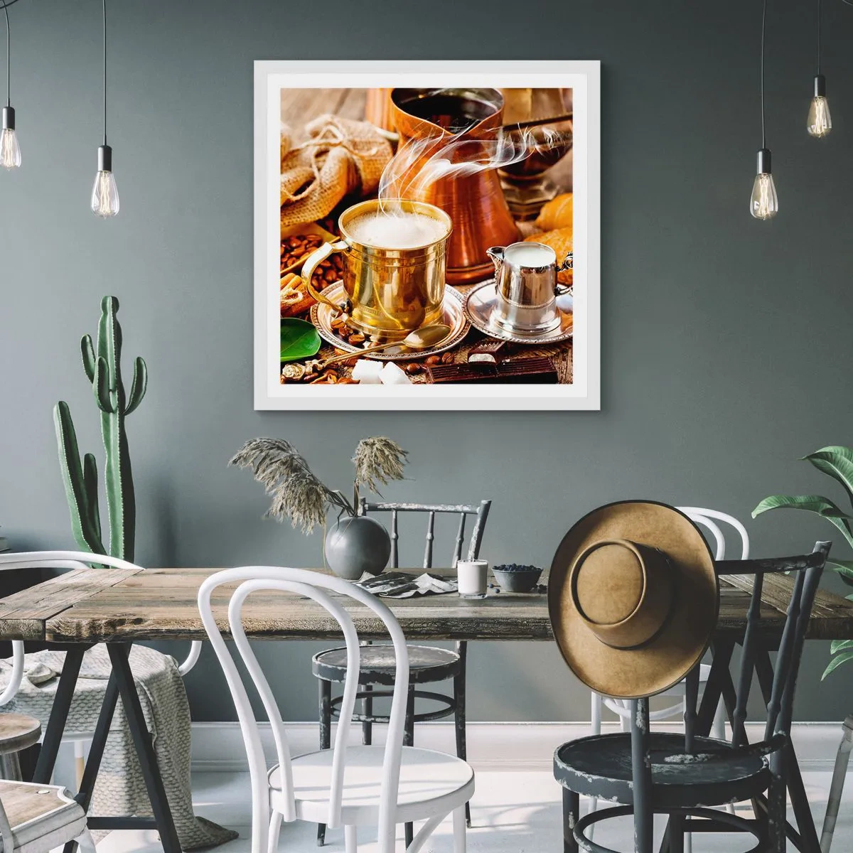 Pôster em moldura branca - Bons dias! - 60x60 cm