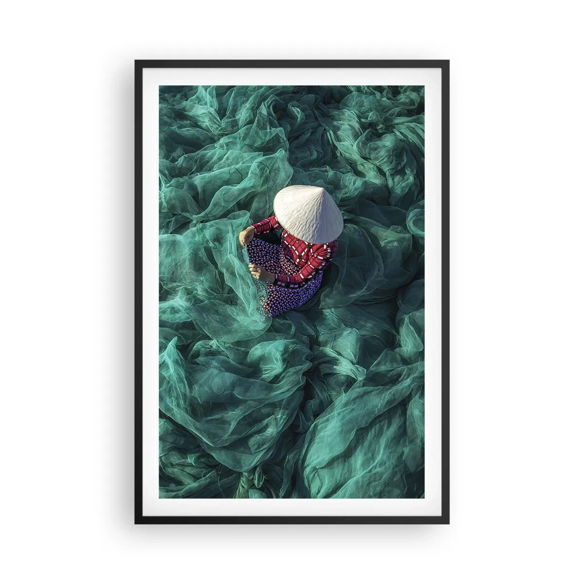 Pôster com moldura preta - Num mar de redes - 61x91 cm