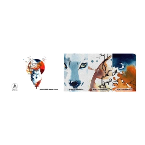 Amostra de papel de parede Premium Sand - Nariz a nariz com a noite - Abstração, Animais, Lobo - 100x30 cm