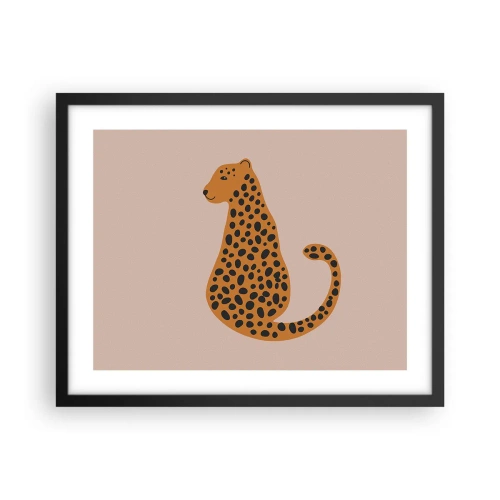 Pôster com moldura preta - A estampa de leopardo está na moda - 50x40 cm