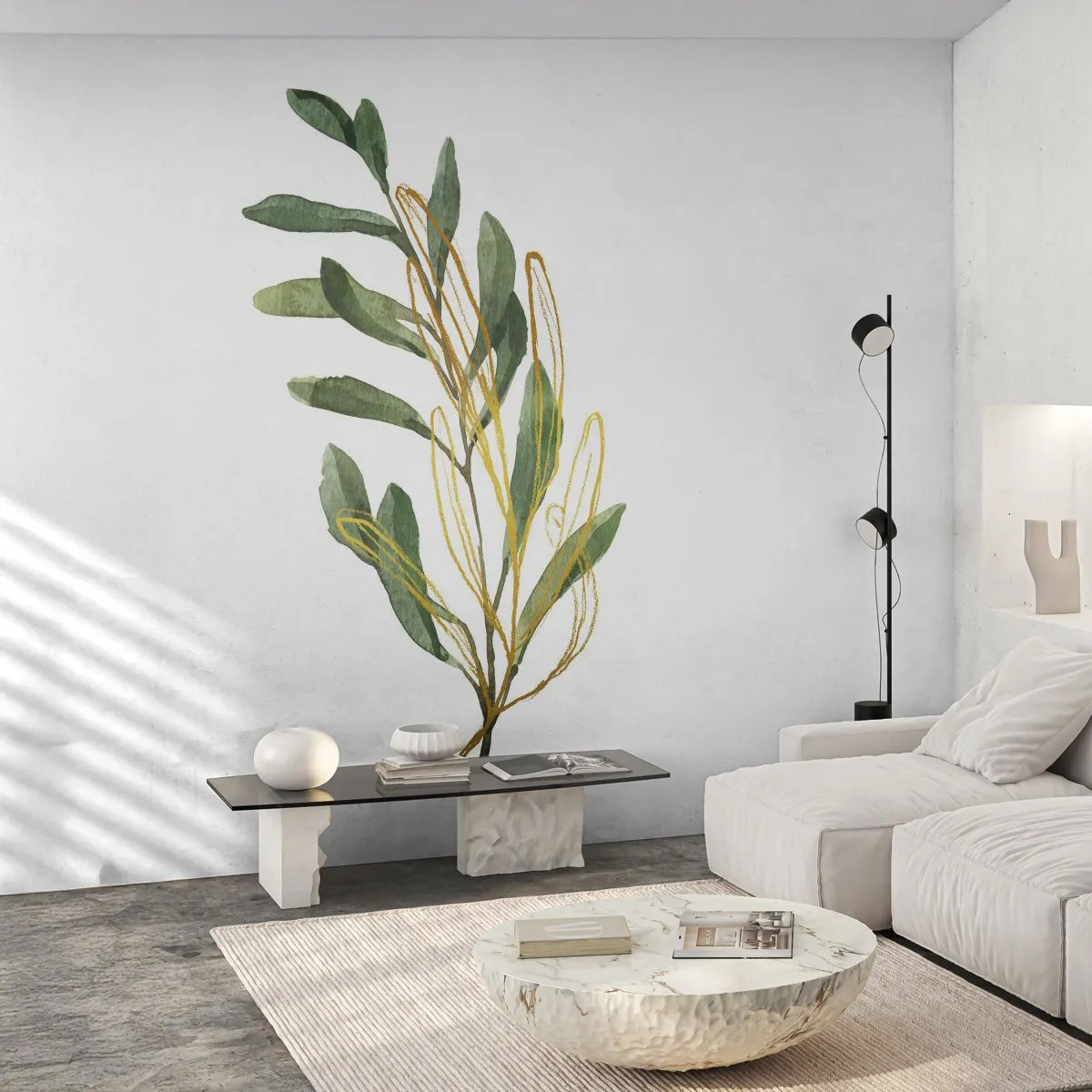Papel de Parede Premium Canvas - Tudo que é bom - Folhas, Oliva, Plantar - 200x140 cm