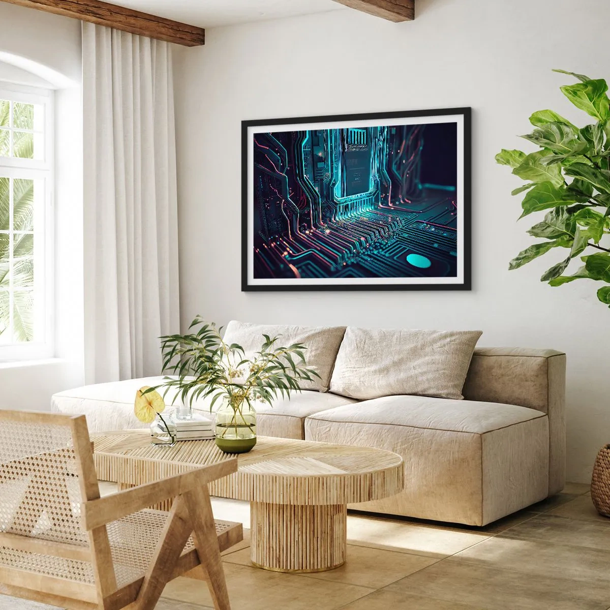 Pôster com moldura preta - Só estou a pensar... - 70x50 cm