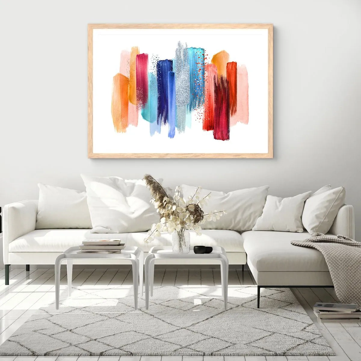 Pôster com moldura de carvalho claro - Para cima e para baixo - 100x70 cm