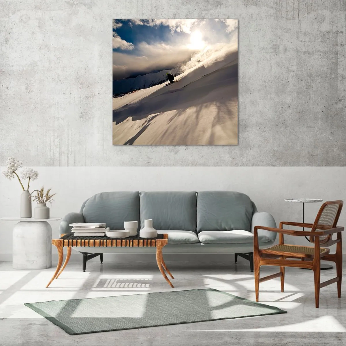 Quadro em vidro - O desafio das montanhas - 50x50 cm