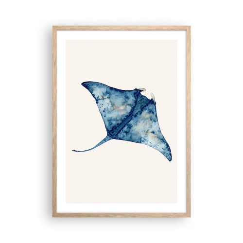 Pôster com moldura de carvalho claro - A vida em azul - 50x70 cm