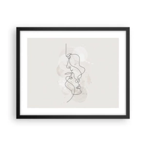 Pôster com moldura preta - Emaranhados num abraço - 50x40 cm