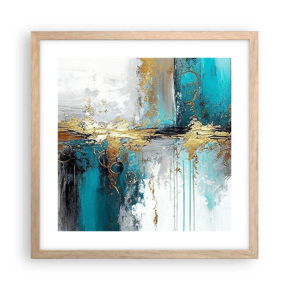 Pôster com moldura de carvalho claro - Tudo flui - 40x40 cm
