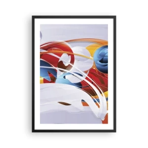 Pôster com moldura preta - Abstração colorida com formas dinâmicas - 50x70cm - A dança dos elementos da natureza - Decoração de parede moderna para a sala de estar e quarto ARTTOR