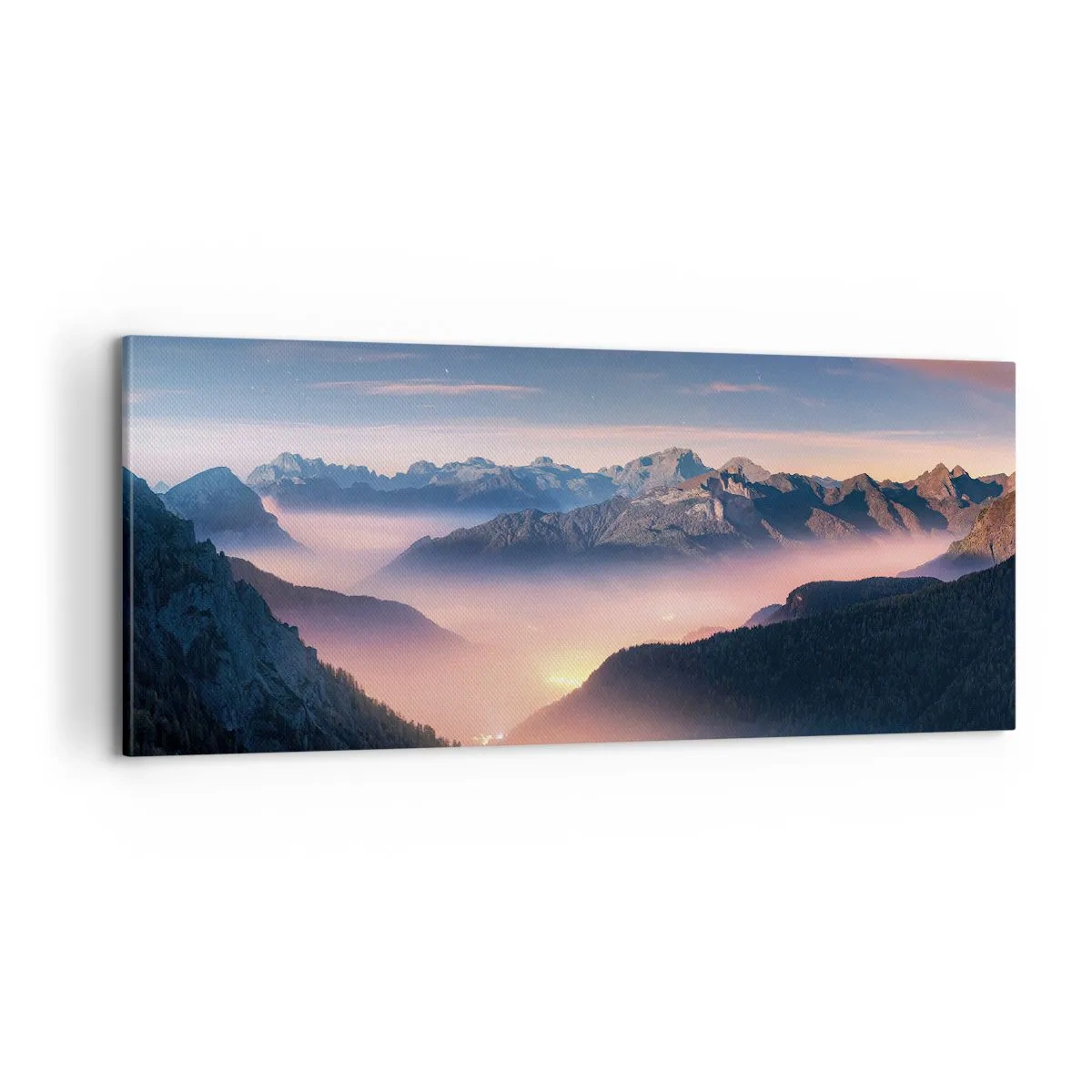 Quadro em tela - Luz nos vales - 100x40 cm