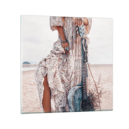 Quadro em vidro - Flores a caminho - 30x30 cm