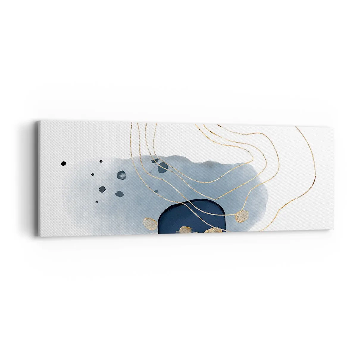 Quadro em tela - Fantasia azul e dourada - 90x30 cm