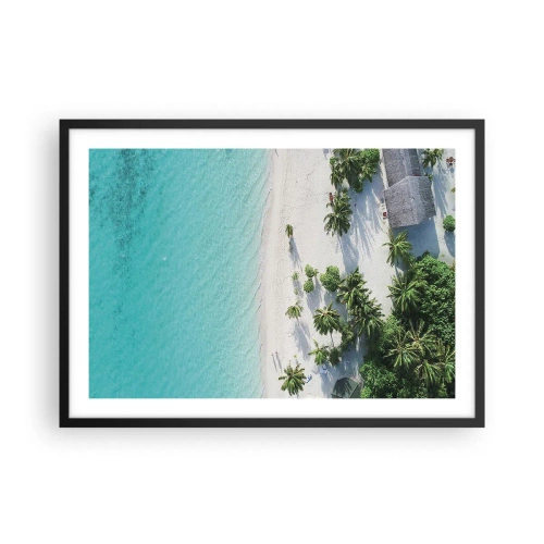 Pôster com moldura preta - Férias no paraíso - 70x50 cm