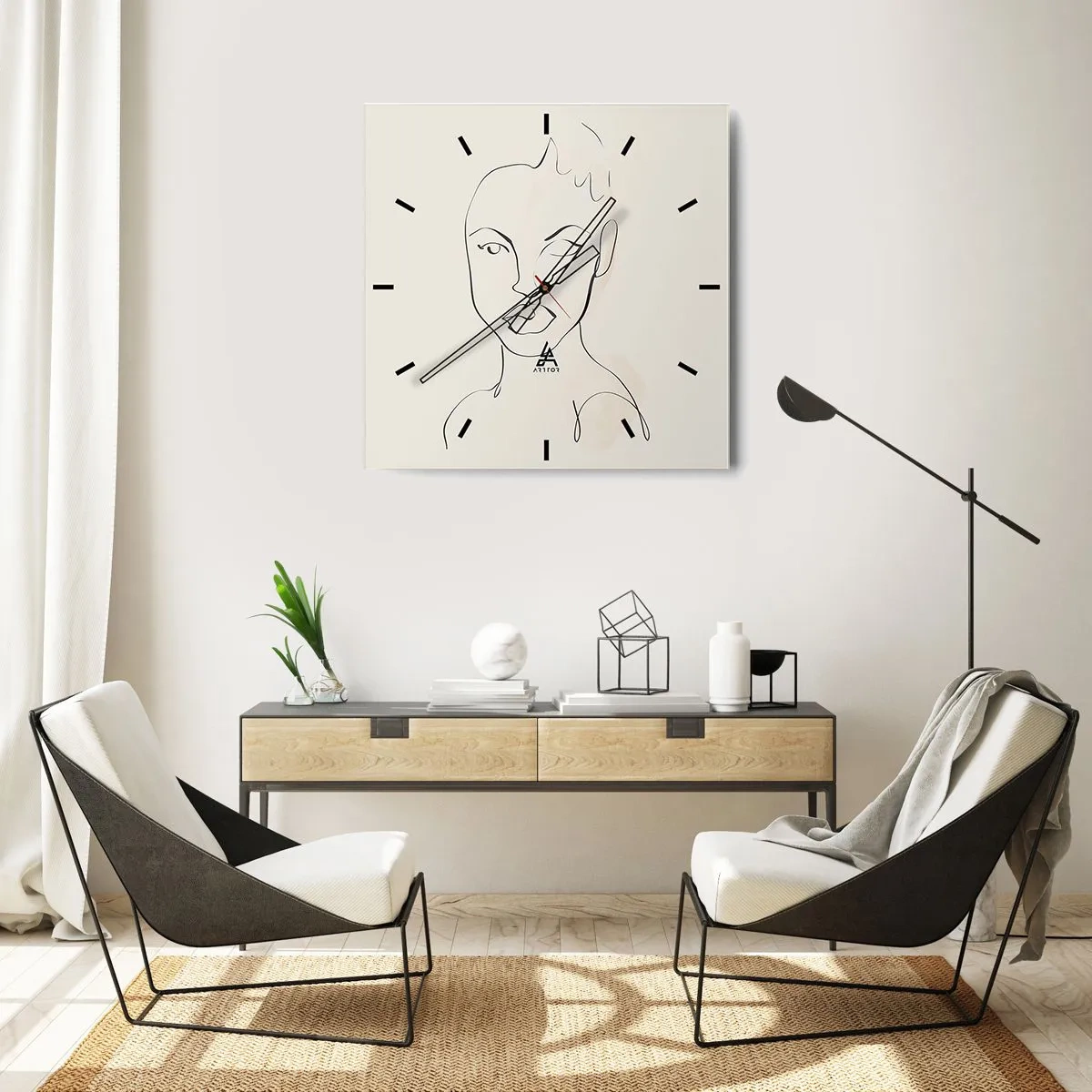 Relógio de parede - Relógio em vidro - Esboço da sensualidade - 30x30 cm