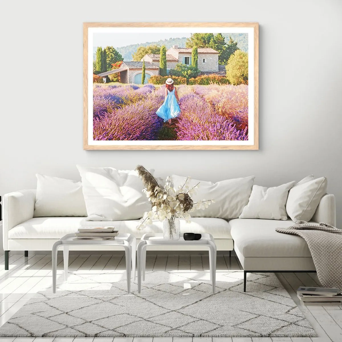Pôster com moldura de carvalho claro - Menina Lavanda - 100x70 cm
