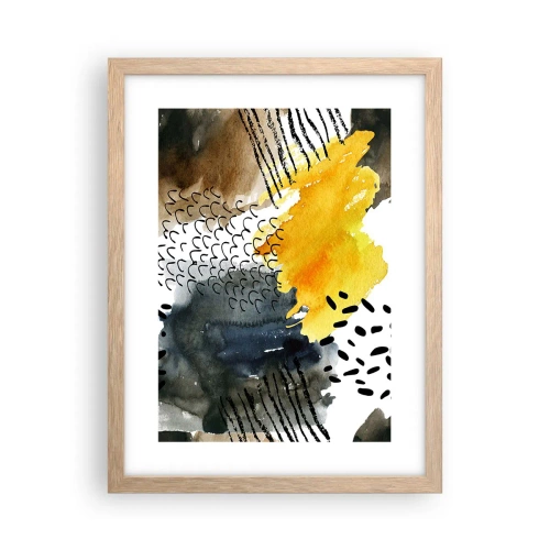Pôster com moldura de carvalho claro - Reunião dos elementos da natureza - 30x40 cm