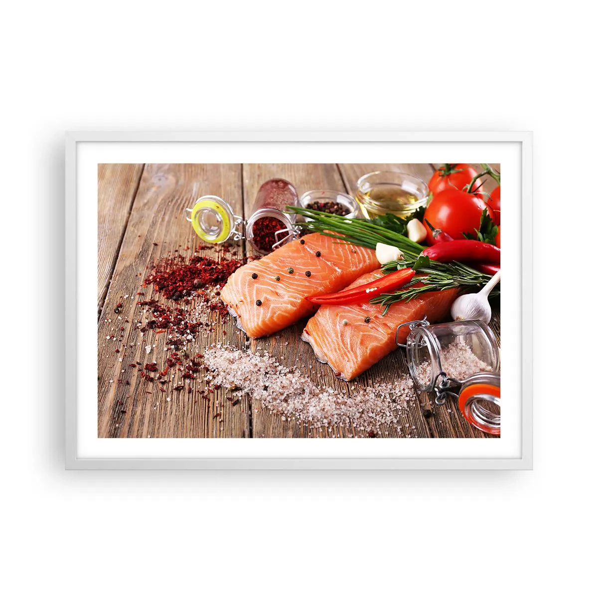 Pôster em moldura branca - Aventura norueguesa na cozinha - 70x50 cm