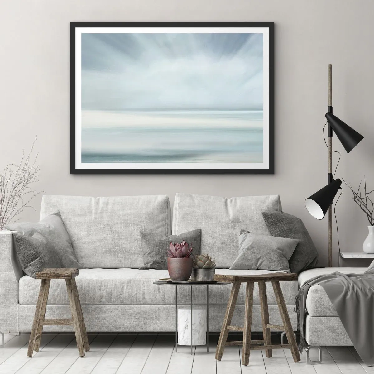 Pôster com moldura preta - Paz ao horizonte - 70x50 cm