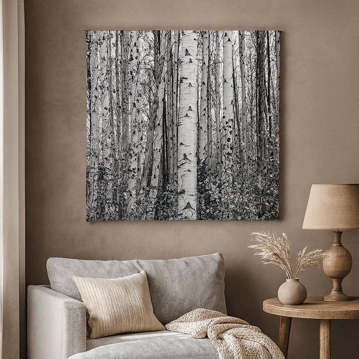 Quadro em tela - Colunata de bétula - 30x30 cm