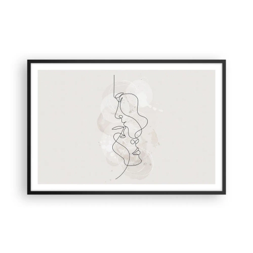Pôster com moldura preta - Emaranhados num abraço - 91x61 cm