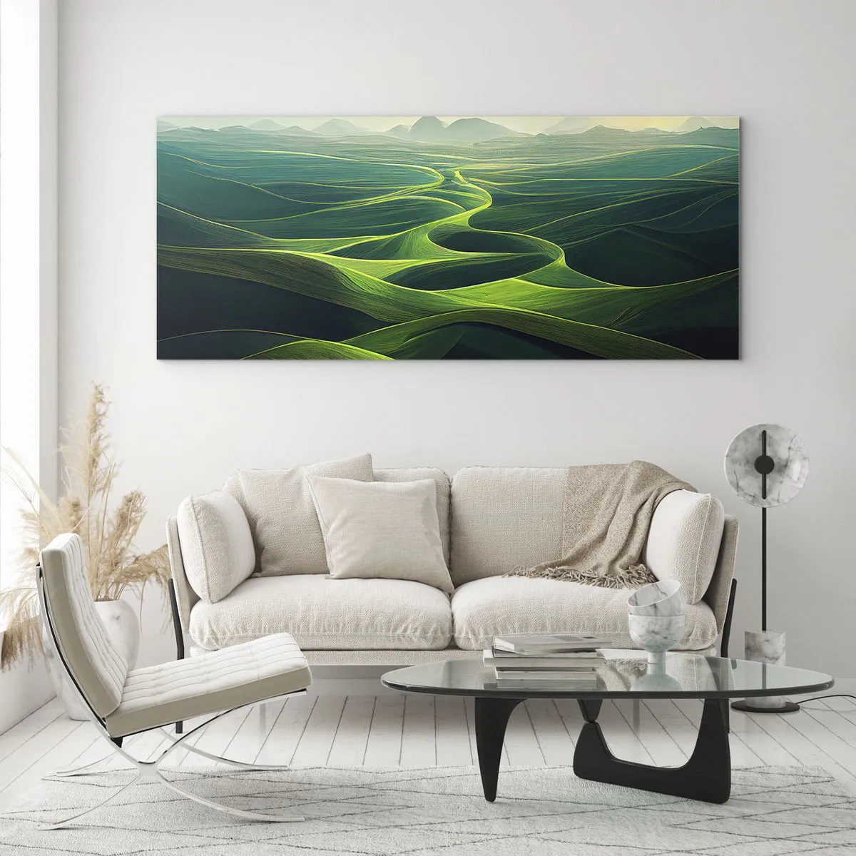 Quadro em vidro - Nos vales verdes - 100x40 cm