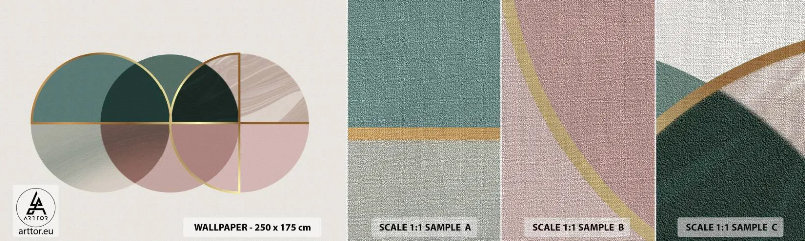 Amostra de papel de parede Premium Canvas - Círculo entre círculos… - Abstração, Pedaço, Padrão Moderno - 100x30 cm