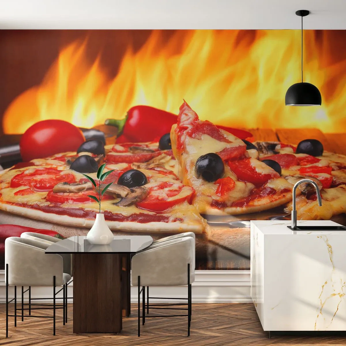 Papel de Parede Premium Canvas - From Italy with love - Gastronomia, pizza, Itália - 150x105 cm