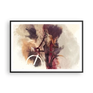 Pôster com moldura preta - Uma alma de bicicleta em formas de mármore - 100x70 cm