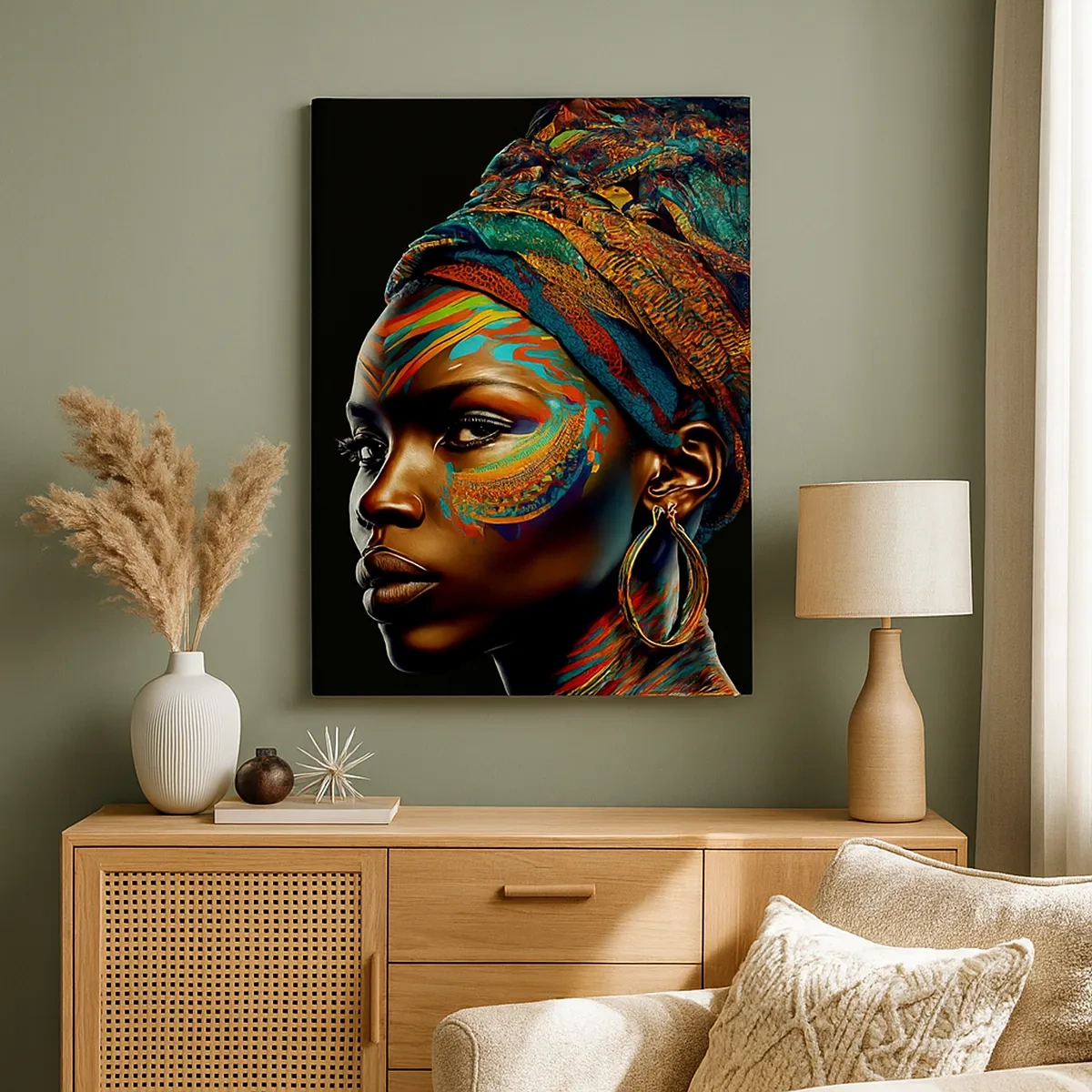 Quadro em tela - Rainha africana - 50x70 cm