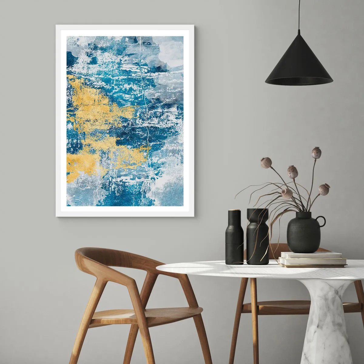 Pôster em moldura branca - Abstração cheia de clima - 70x100 cm