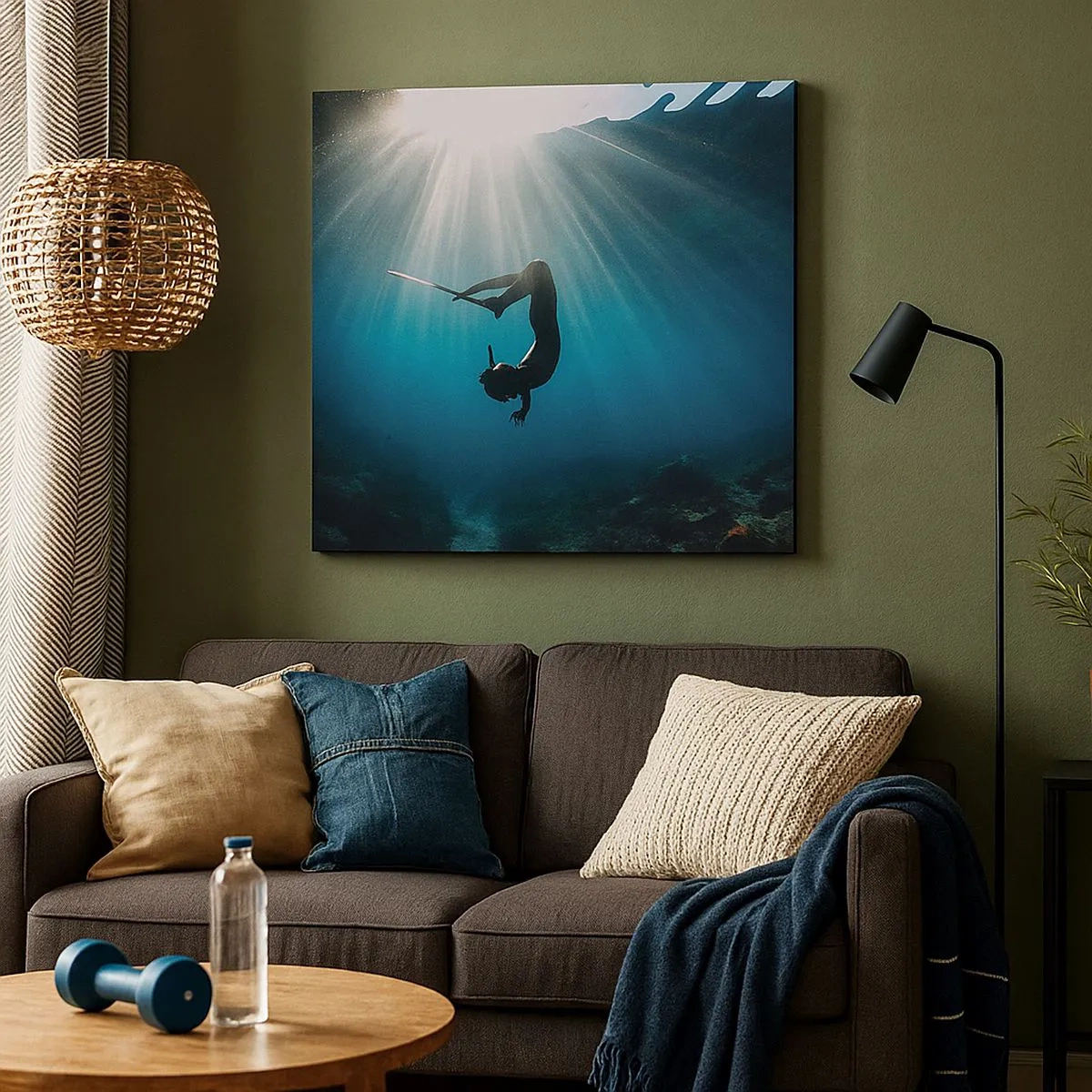 Quadro em tela - Dança subaquática - 30x30 cm