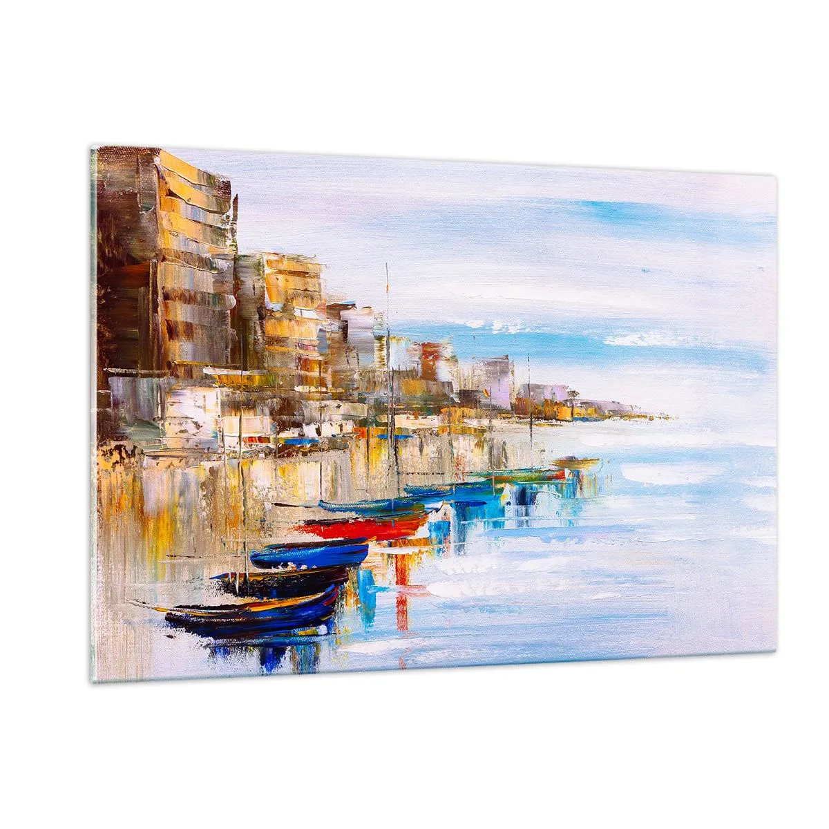 Quadro em vidro - Um refúgio urbano multicolorido - 120x80 cm