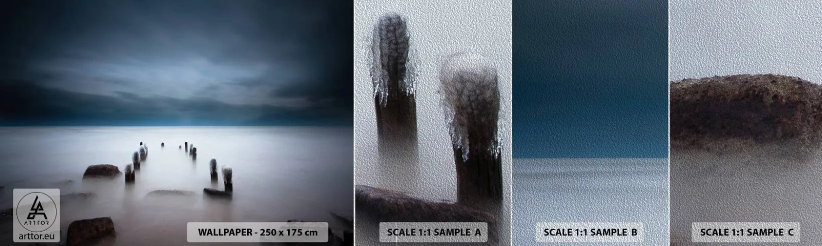 Amostra de papel de parede Premium Sand - Lago pensativo - Paisagem, Mar, Lago - 100x30 cm